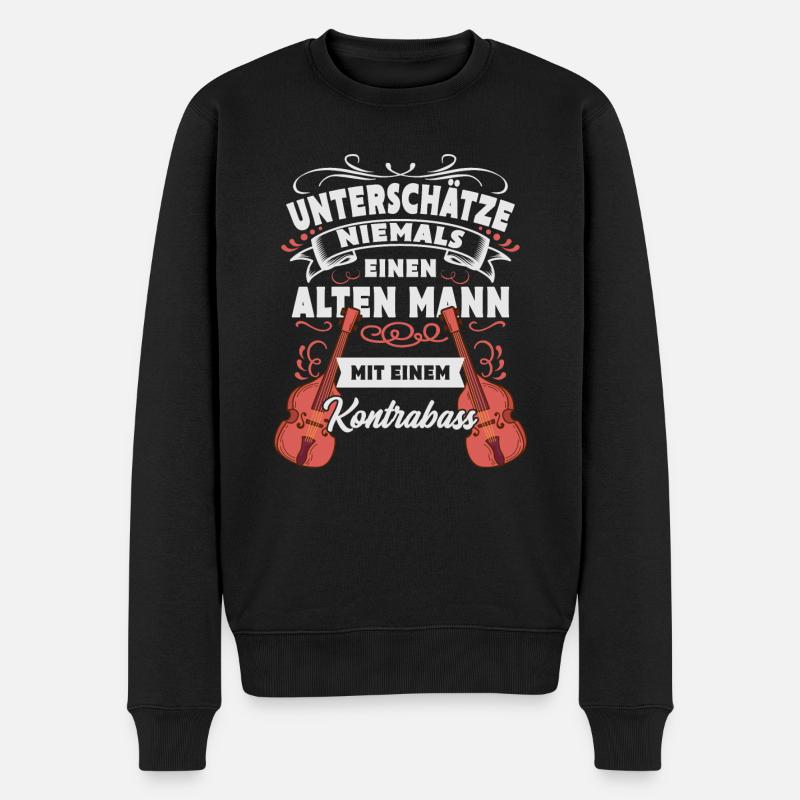 Kontrabass Bassist Streichinstrumente - Männer Premium Bio Pullover - Schwarz