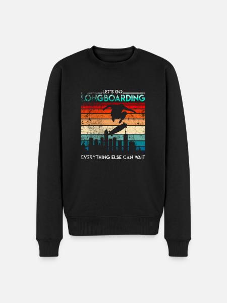 Retro longboarder longboard - Men's Premium Organic Jumper - black