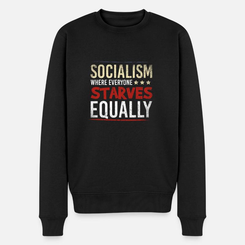 Antisozialismus - Männer Premium Bio Pullover - Schwarz