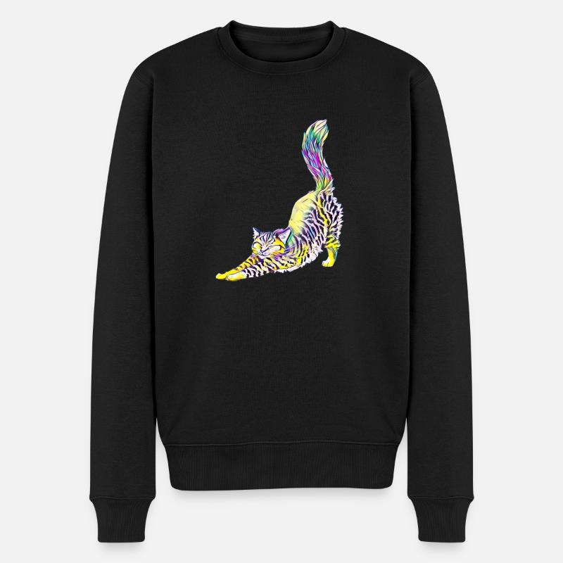 Katze - Männer Premium Bio Pullover - Schwarz