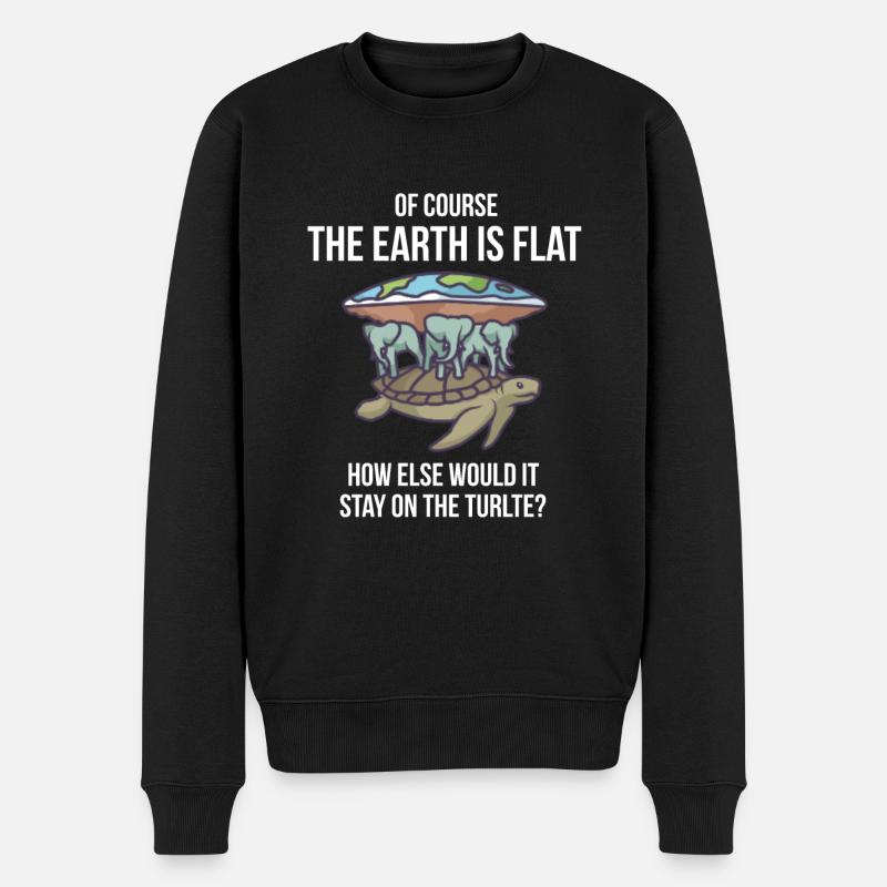 Bien sûr, la terre est plate - tortue - Pull Premium bio Homme - noir