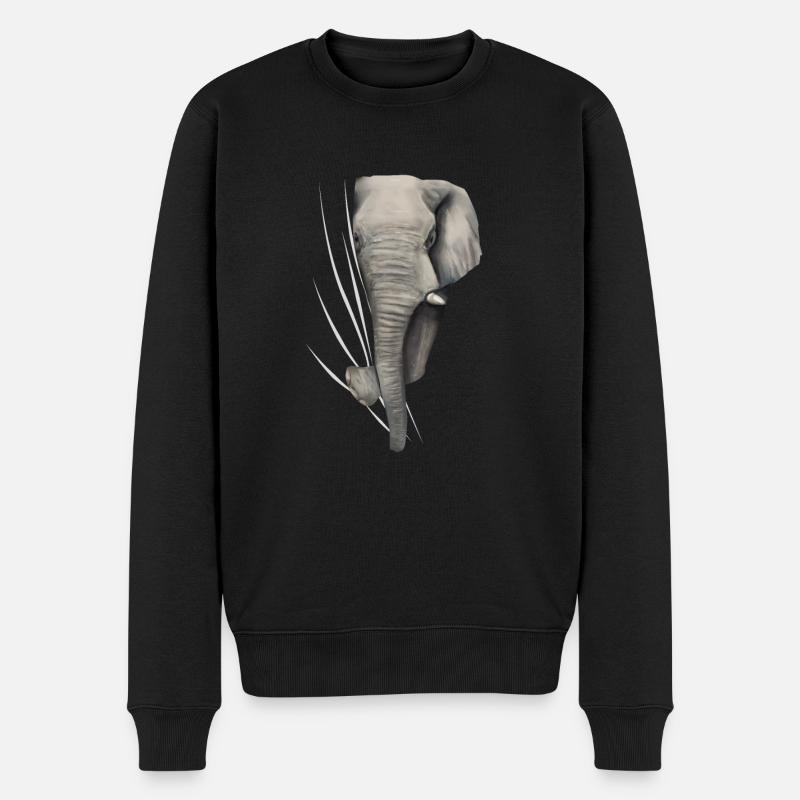 Elefant Elefanten Elefantenliebhaber Geschenk - Männer Premium Bio Pullover - Schwarz
