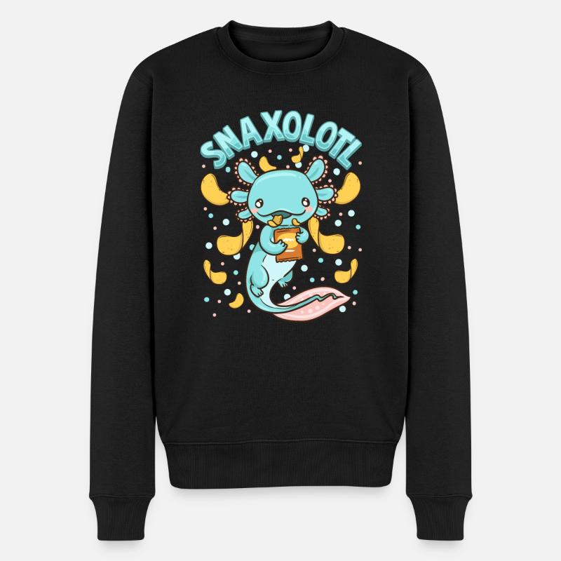 Mignon et drôle Snaxolotl Adorable Snacking Axolotl - Pull Premium bio Homme - noir