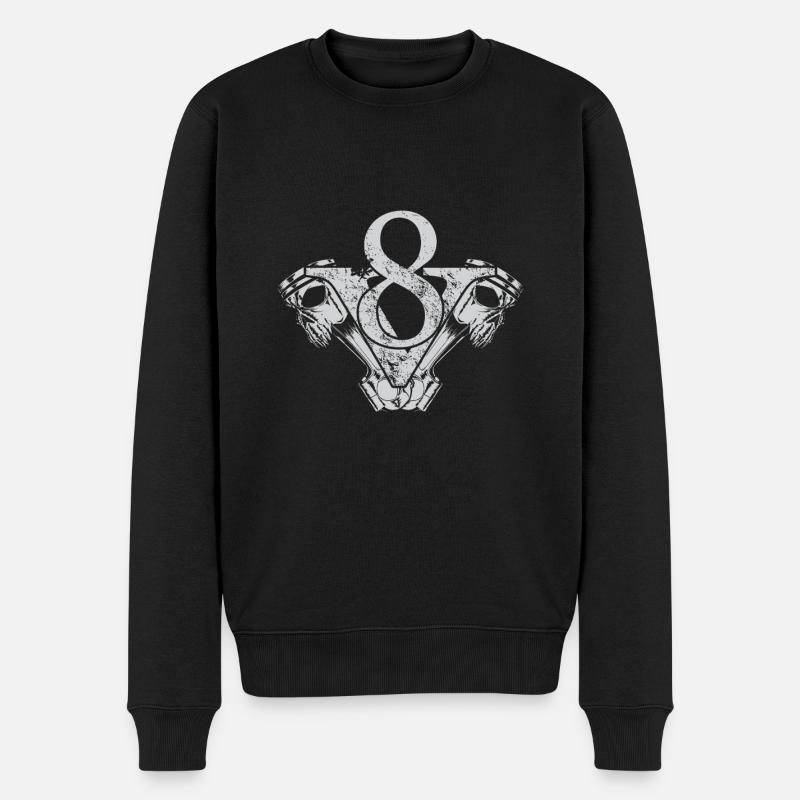 V8 Skull Cylinder Engine PS Turbo Amateur de voitures - Pull Premium bio Homme - noir