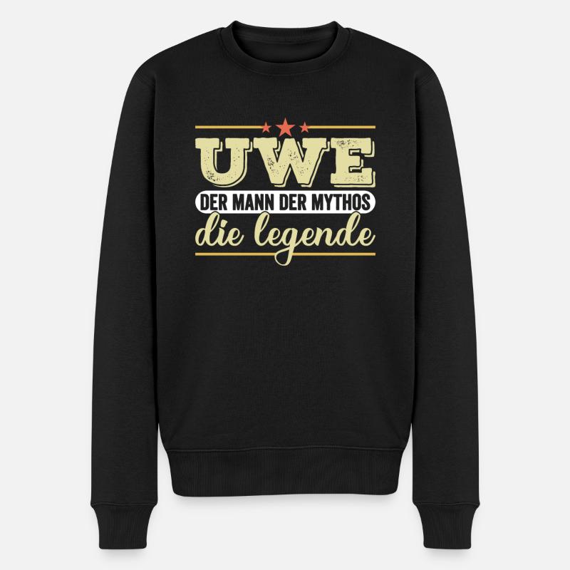 Lustiger Uwe Vornamen Spruch Geschenkidee - Männer Premium Bio Pullover - Schwarz