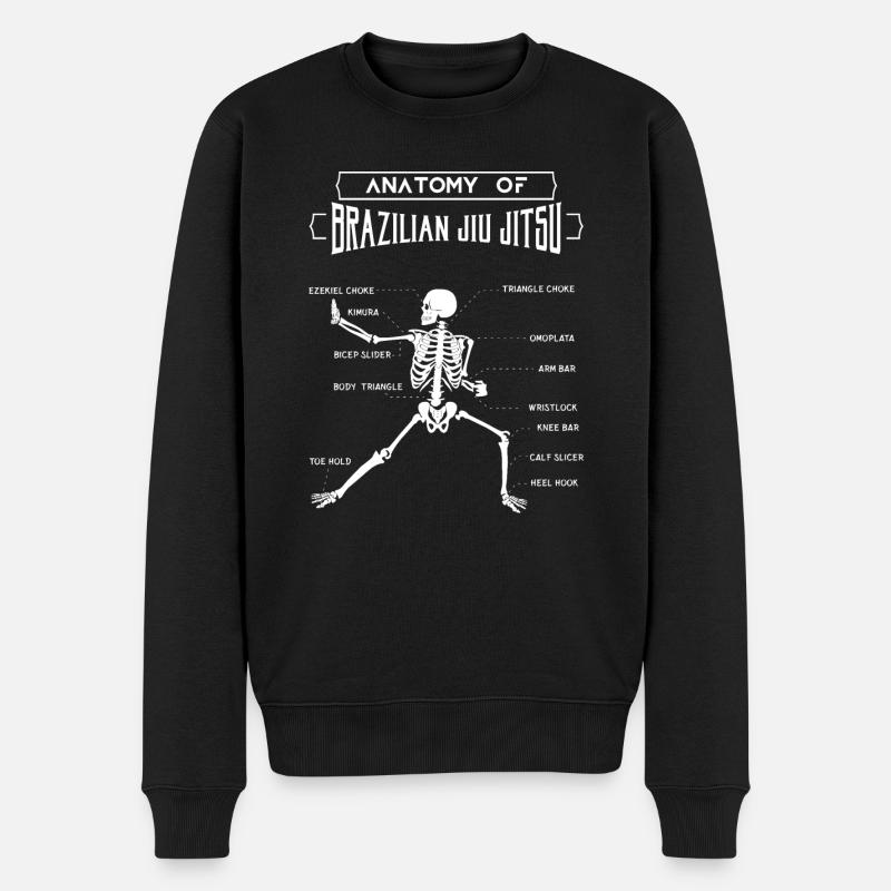 MMA Grappling Geschenk Anatomie von BJJ Brazilian Jiu - Männer Premium Bio Pullover - Schwarz