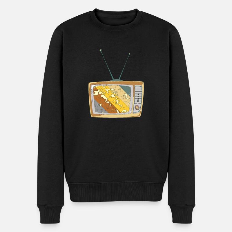 Retro TV - Männer Premium Bio Pullover - Schwarz