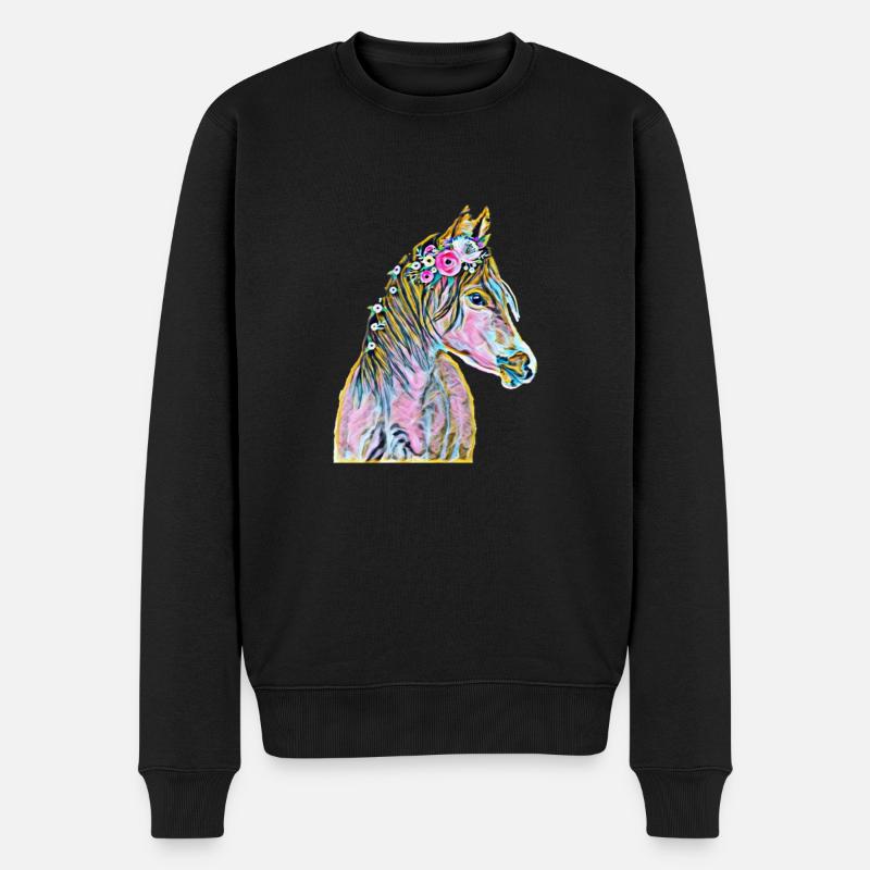 Pferd - Männer Premium Bio Pullover - Schwarz