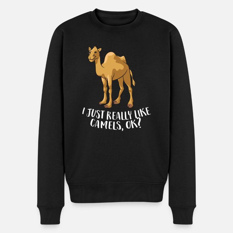 Lustige Kamele Ich mag Kamele einfach wirklich - Männer Premium Bio Pullover - Schwarz