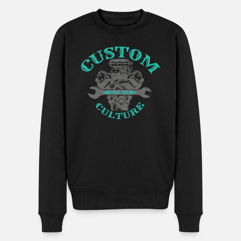 V8 Motor Block - Männer Premium Bio Pullover - Schwarz