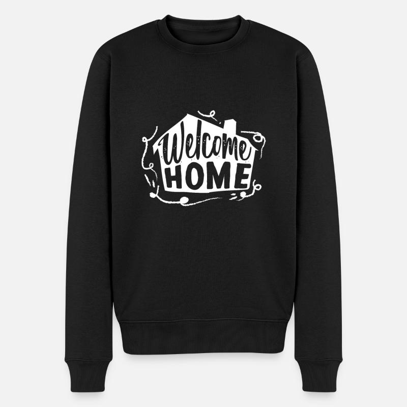Willkommen Zuhause - Männer Premium Bio Pullover - Schwarz