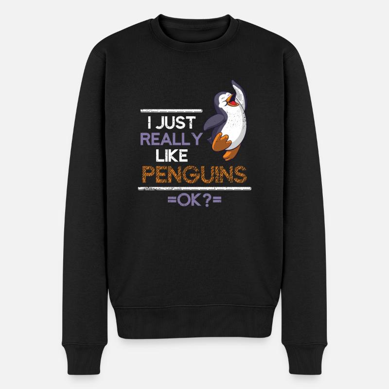 Pinguin Seevögel - Männer Premium Bio Pullover - Schwarz