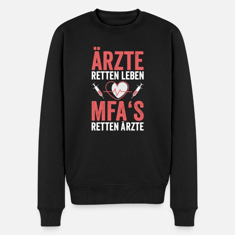 MFA Arzthelferin Lustiger Spruch - Männer Premium Bio Pullover - Schwarz
