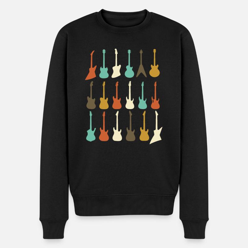 Gitarren Vintage - Männer Premium Bio Pullover - Schwarz