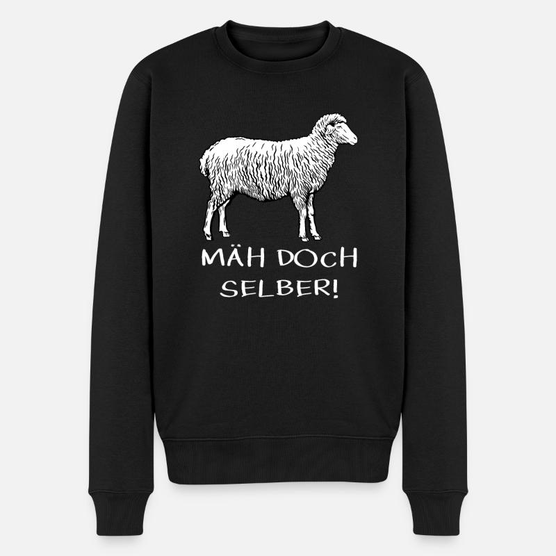 Mäh Doch Selber! Lustiges Schaf Blöken Gras Mähen - Männer Premium Bio Pullover - Schwarz