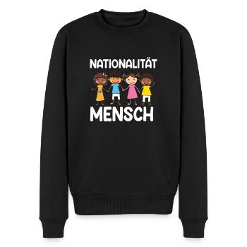 Nationalität Mensch Anti Rassismus Geschenk - Männer Premium Bio Pullover - Schwarz - Vorne - Nico (187cm)