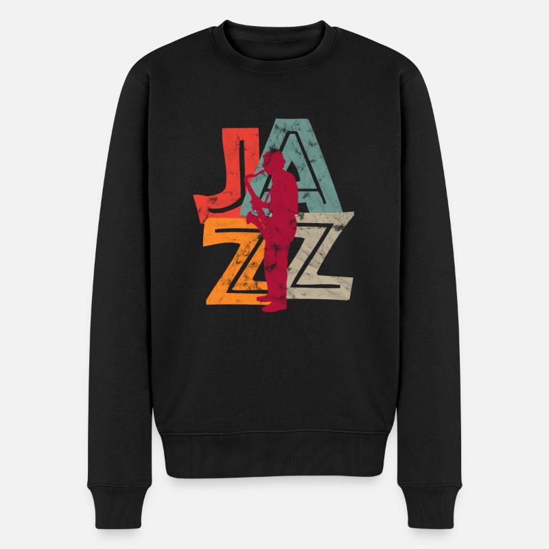 Jazz Vintage - Männer Premium Bio Pullover - Schwarz