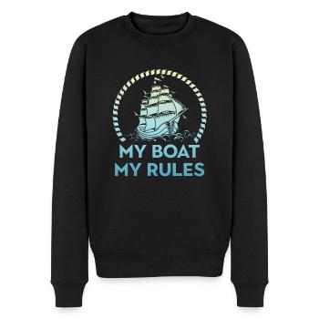 Capitaine de bateau Mon bateau Mes règles Voiliers Seg - Pull Premium bio Homme - noir - Devant - Nico (187cm)