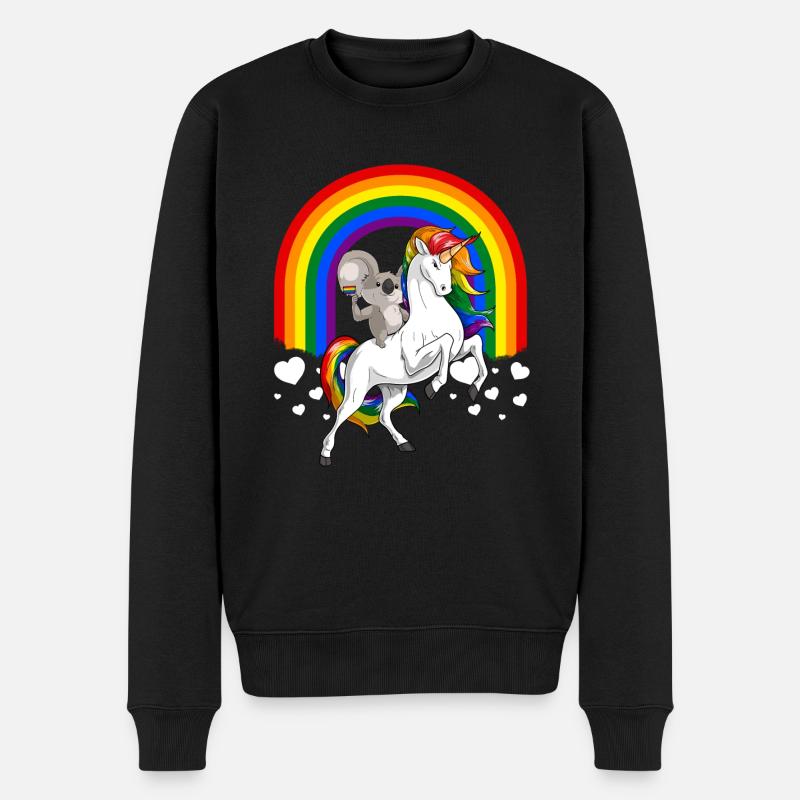 LGBT Koalabär Reiten Einhorn Gay Pride Rainbow - Männer Premium Bio Pullover - Schwarz