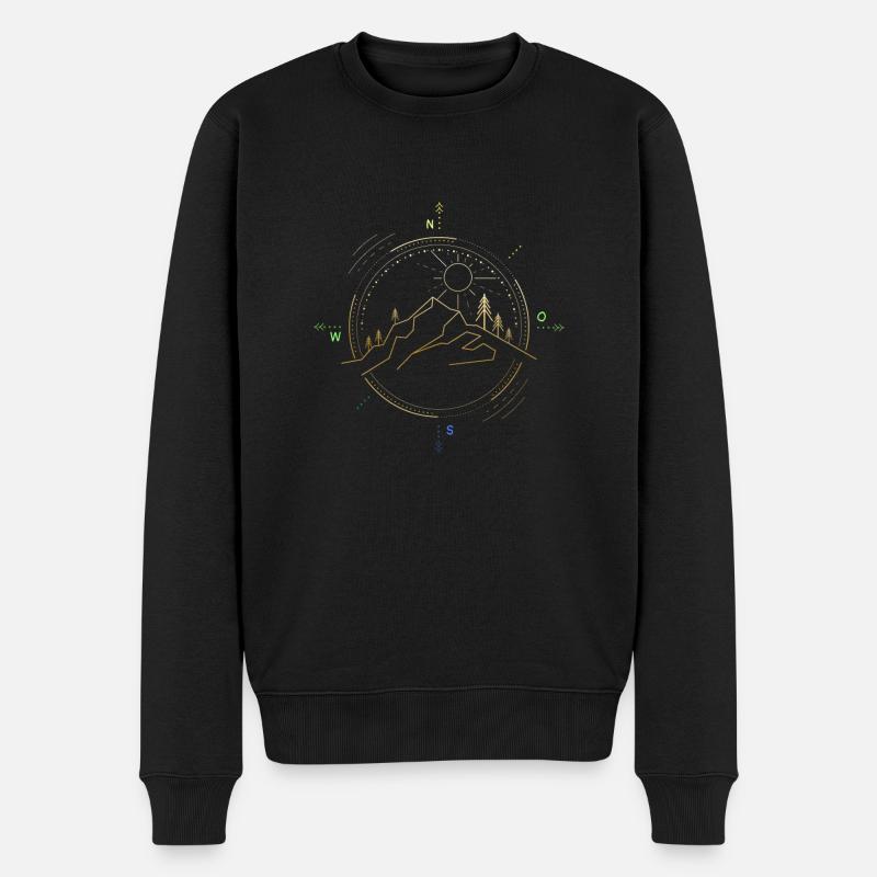 Wandern Kompass - Männer Premium Bio Pullover - Schwarz