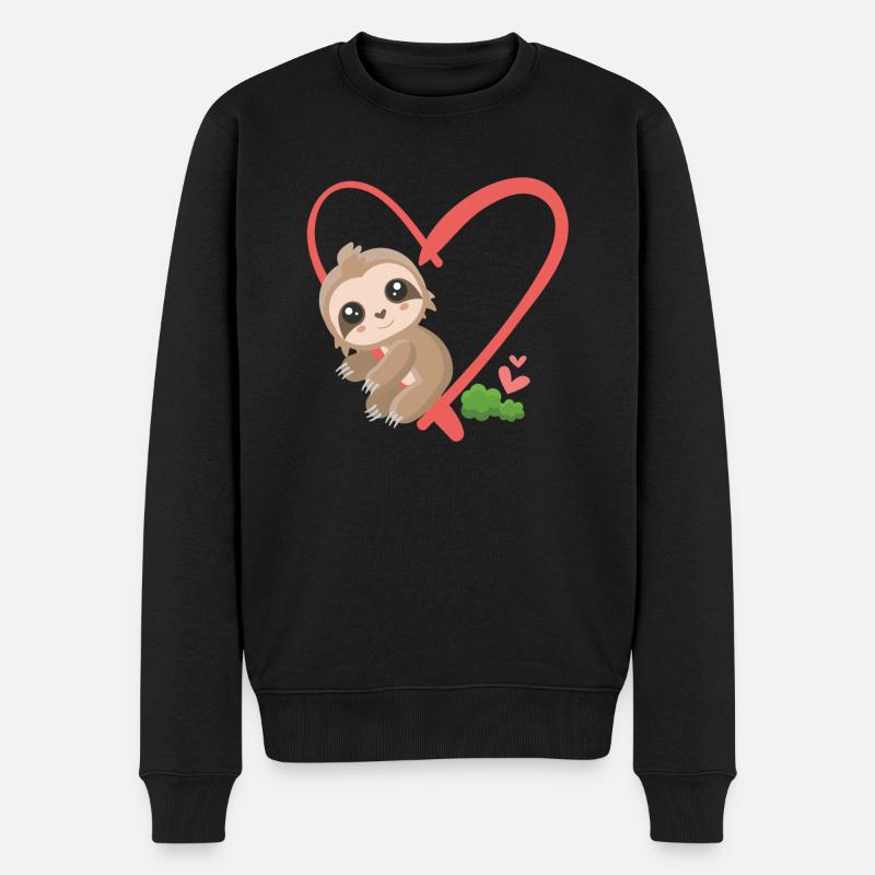 Zoo d'amour paresseux - Pull Premium bio Homme - noir