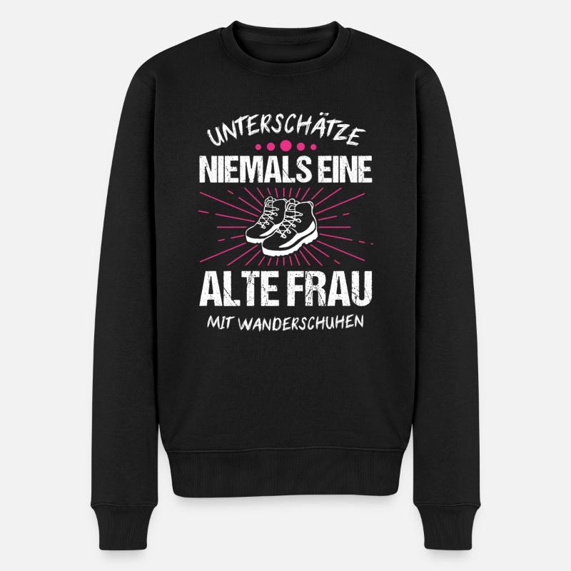Wander Wandern Wanderer Damen Geschenk - Männer Premium Bio Pullover - Schwarz