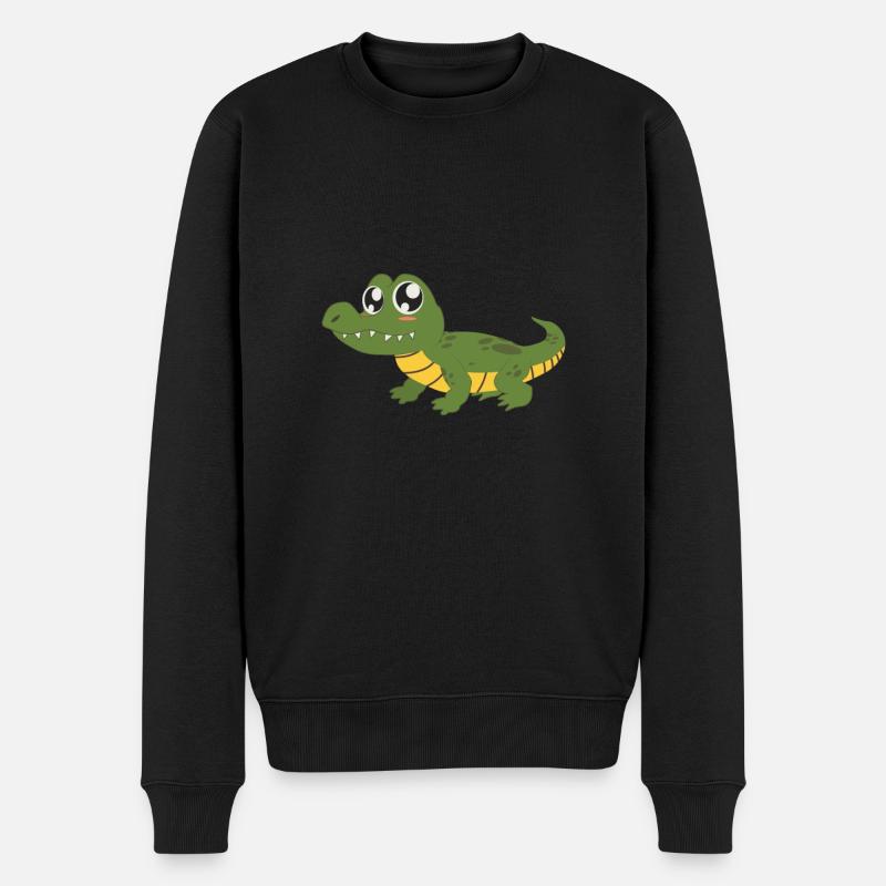 Krokodil - Männer Premium Bio Pullover - Schwarz