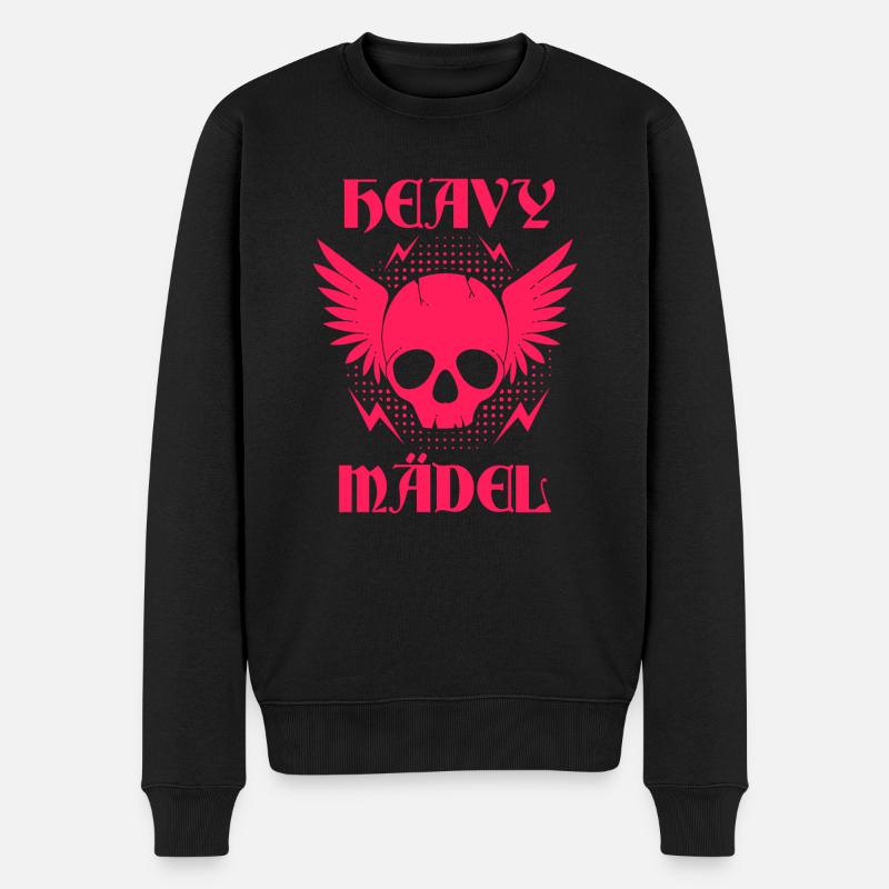 Heavy Mädel Metal Metalfan Rocker Geschenk - Männer Premium Bio Pullover - Schwarz