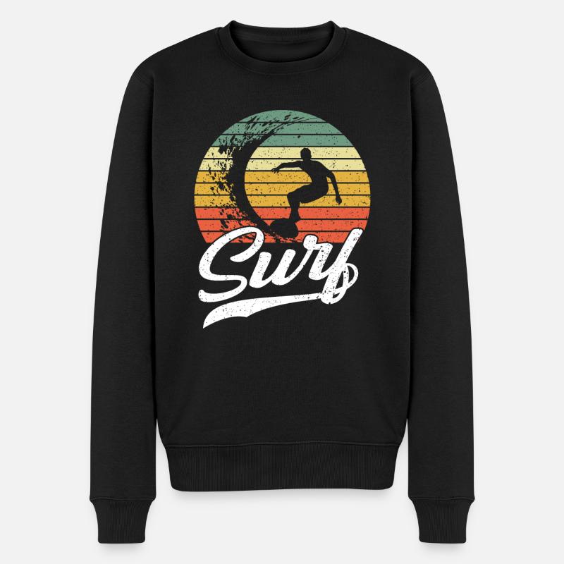 Surfeur surf vintage surf rétro surf - Pull Premium bio Homme - noir