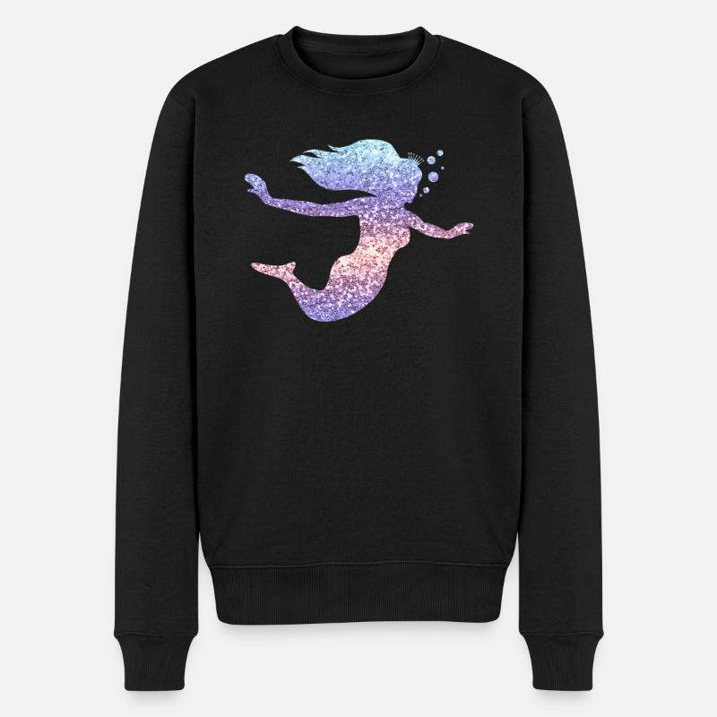 Meerjungfrau Glitzer Geschenk Frauen Mädchen - Männer Premium Bio Pullover - Schwarz