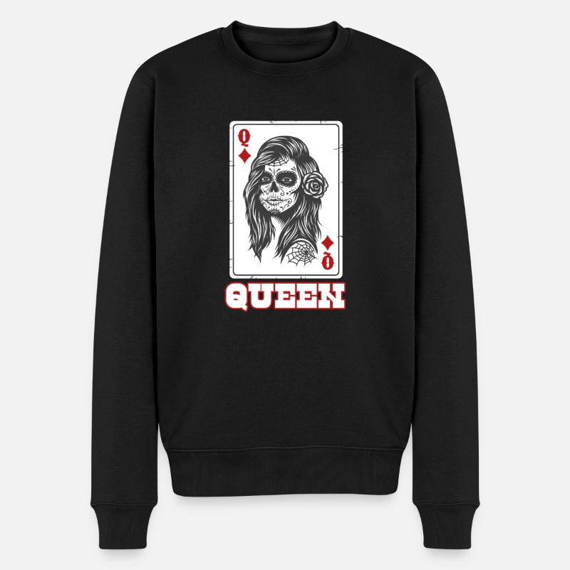 Queen Card Caro - Männer Premium Bio Pullover - Schwarz