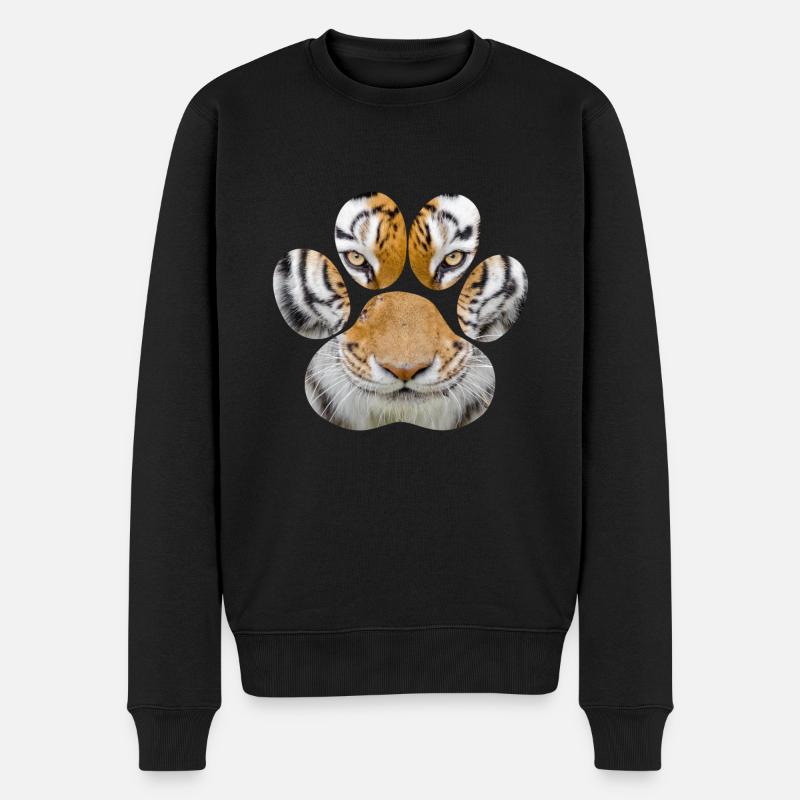 Tiger Auge Pfote Tier Katze Gepard Leopard Löwe Ge - Männer Premium Bio Pullover - Schwarz