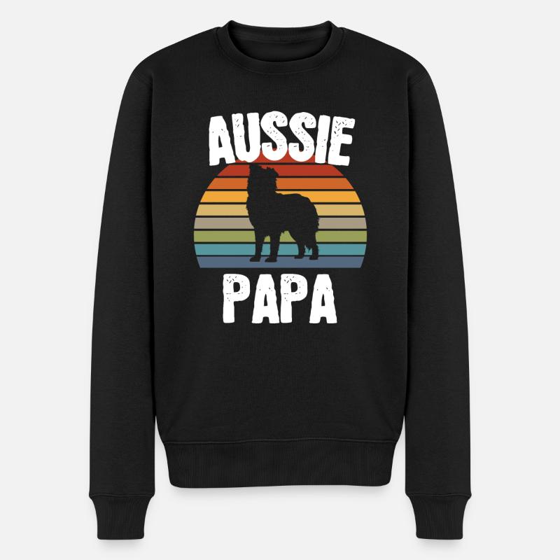 Aussie Papa Australian Shepherd Geschenk - Männer Premium Bio Pullover - Schwarz