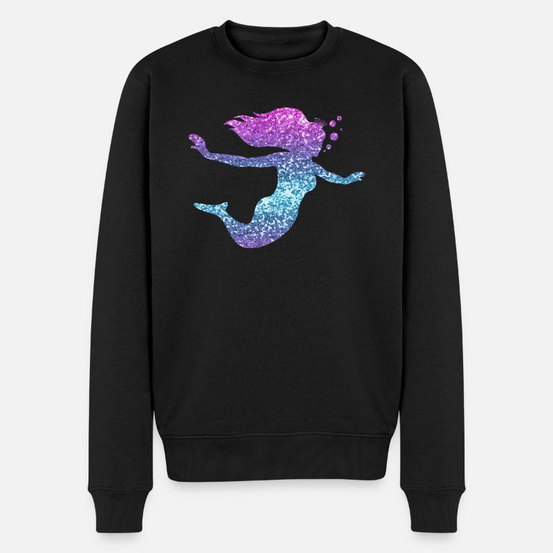 Meerjungfrau Glitzer Geschenk Frauen Mädchen - Männer Premium Bio Pullover - Schwarz