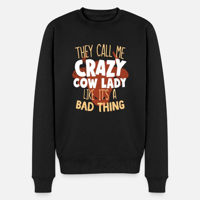 Kuh Bäuerin - Männer Premium Bio Pullover - Schwarz