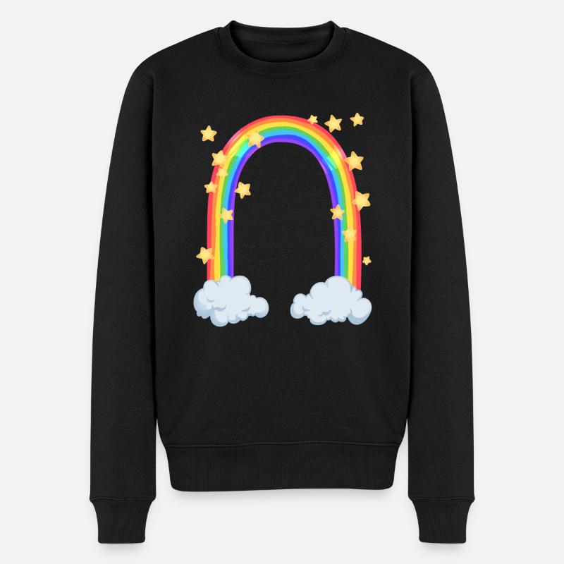 Regenbogen - Männer Premium Bio Pullover - Schwarz