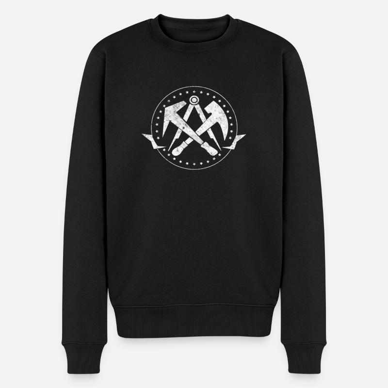 Dachdecker Symbol Geschenk - Männer Premium Bio Pullover - Schwarz
