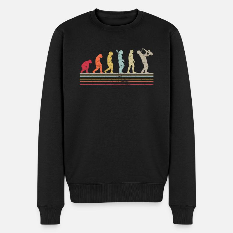 Saxophonist Evolution Saxophone Player Jazz Musique - Pull Premium bio Homme - noir