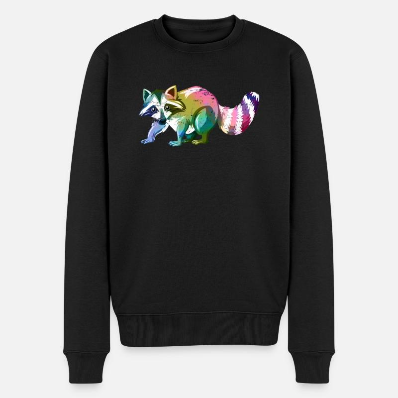 Waschbär Niedliches Tier - Männer Premium Bio Pullover - Schwarz