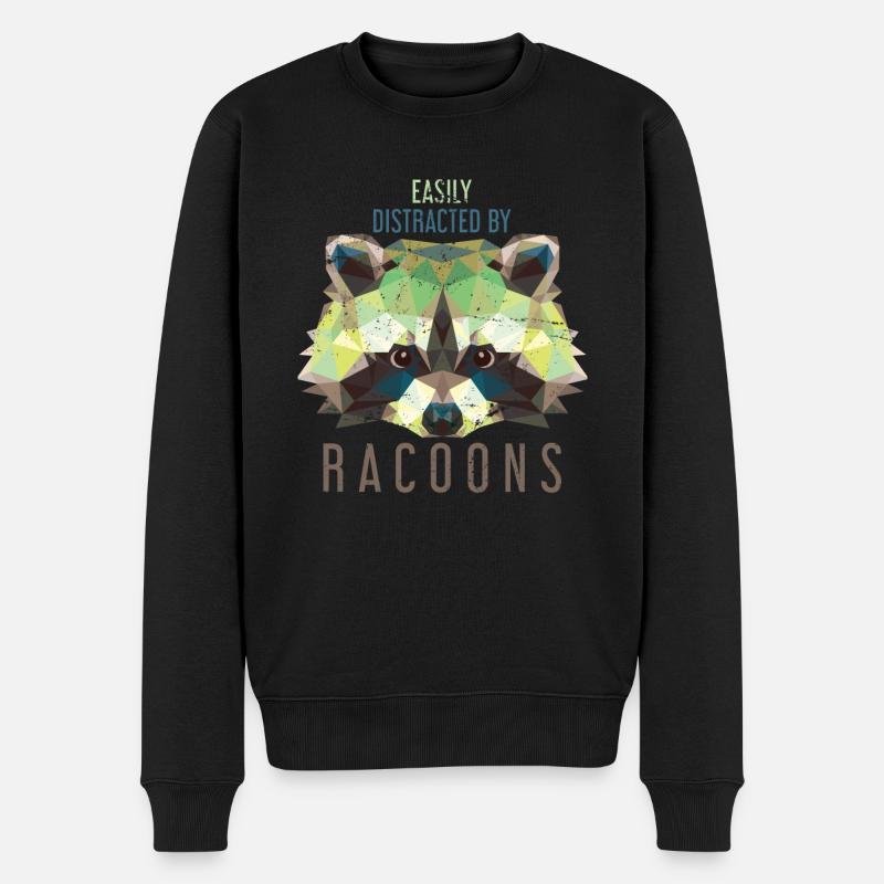 Waschbär Tier - Männer Premium Bio Pullover - Schwarz