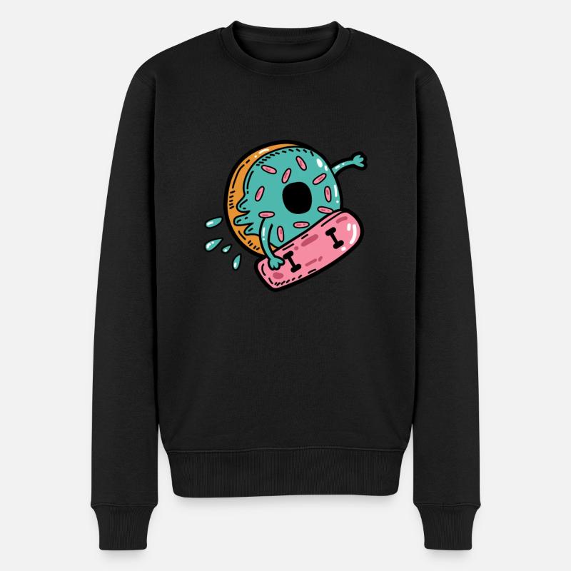 Donut Skateboard Skateboarden - Männer Premium Bio Pullover - Schwarz