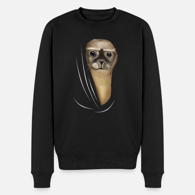 Robbe Robben Robbenliebhaber Geschenk - Männer Premium Bio Pullover - Schwarz
