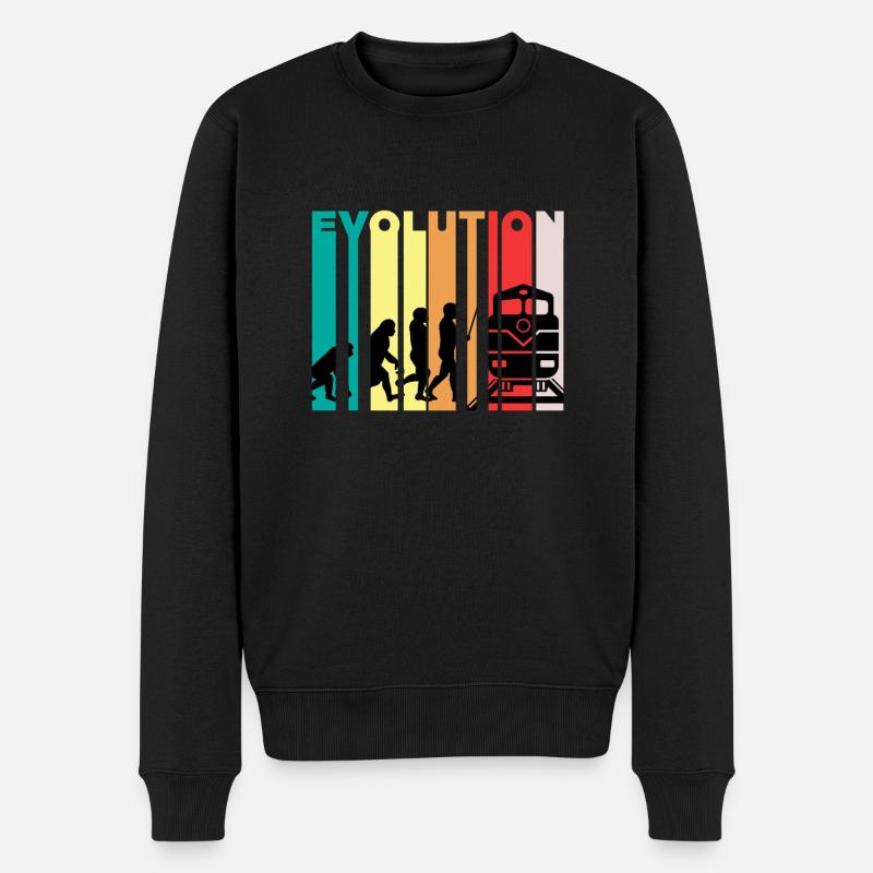 Evolution Of Train Driver Gift - Men's Premium Organic Jumper - black