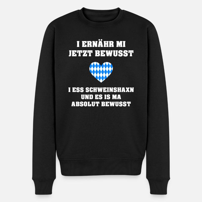 Bayerischer Spruch Lustig Ernährung Diät Geschenk - Männer Premium Bio Pullover - Schwarz