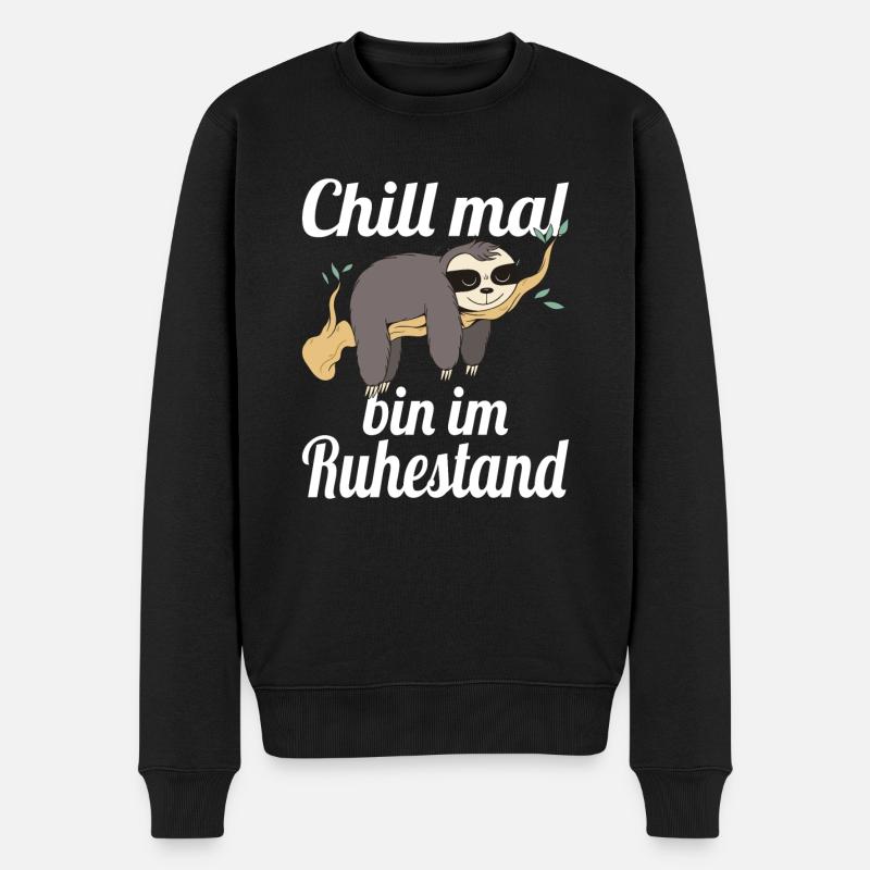 Faultier Ruhestand Rente Chillen Schlafen Geschenk - Männer Premium Bio Pullover - Schwarz