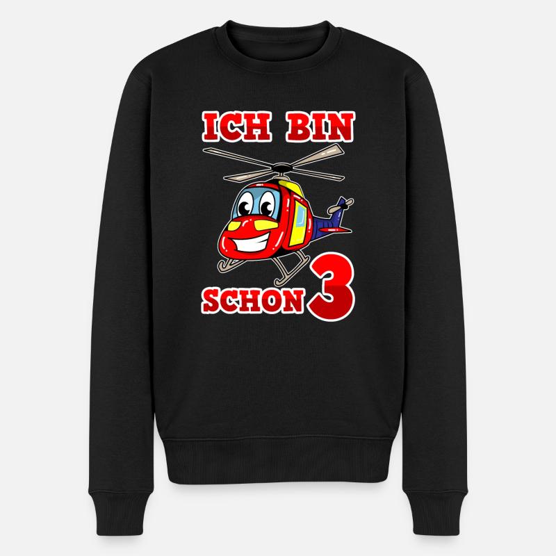 Hubschrauber Kinder 3. Geburtstag Mädchen Junge - Männer Premium Bio Pullover - Schwarz