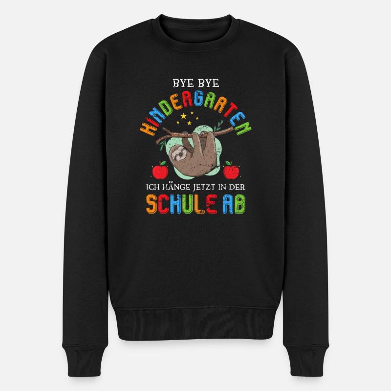 Erstklässler Schüler Faultier - Männer Premium Bio Pullover - Schwarz