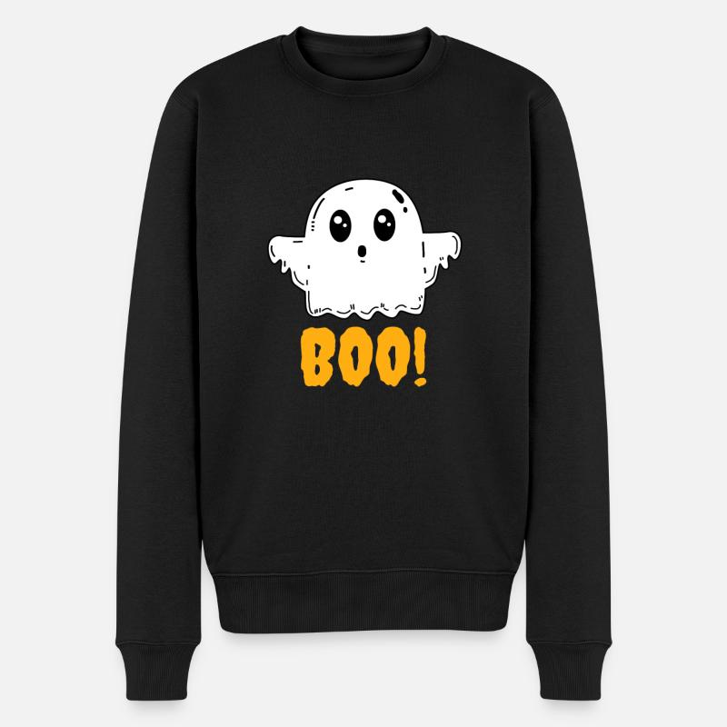 Geist Boo Halloween - Männer Premium Bio Pullover - Schwarz
