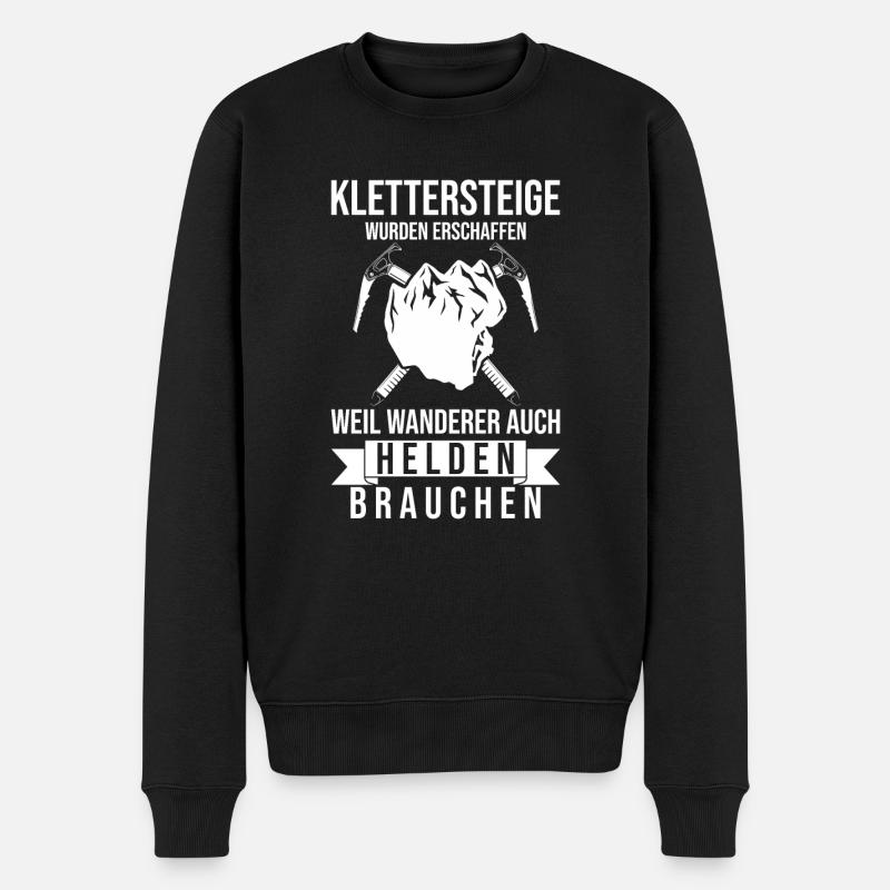 Klettersteig Kletterer Spruch Held Klettern - Männer Premium Bio Pullover - Schwarz