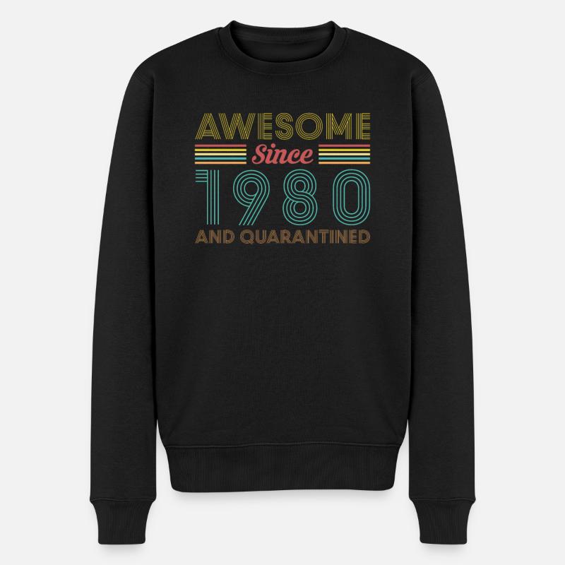 Awesome Since 1980 And Quarantine T-Shirt - Männer Premium Bio Pullover - Schwarz